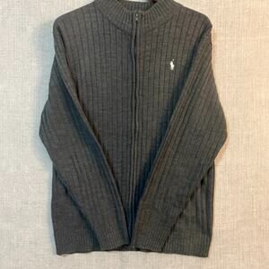 Polo Ralph Lauren Mens Size XL Grey Zip Up Mock Neck Sweater
